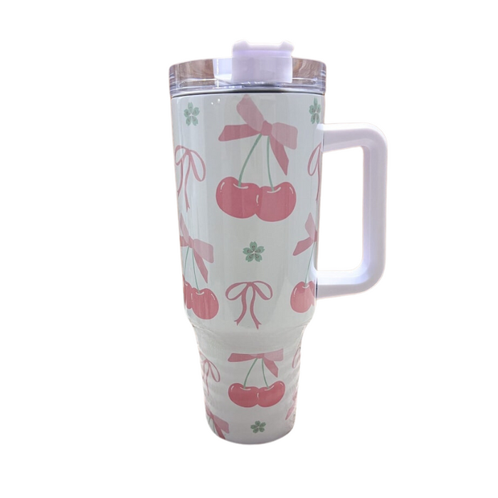 Cherry Coquette 40 oz Travel Tumbler with Bows