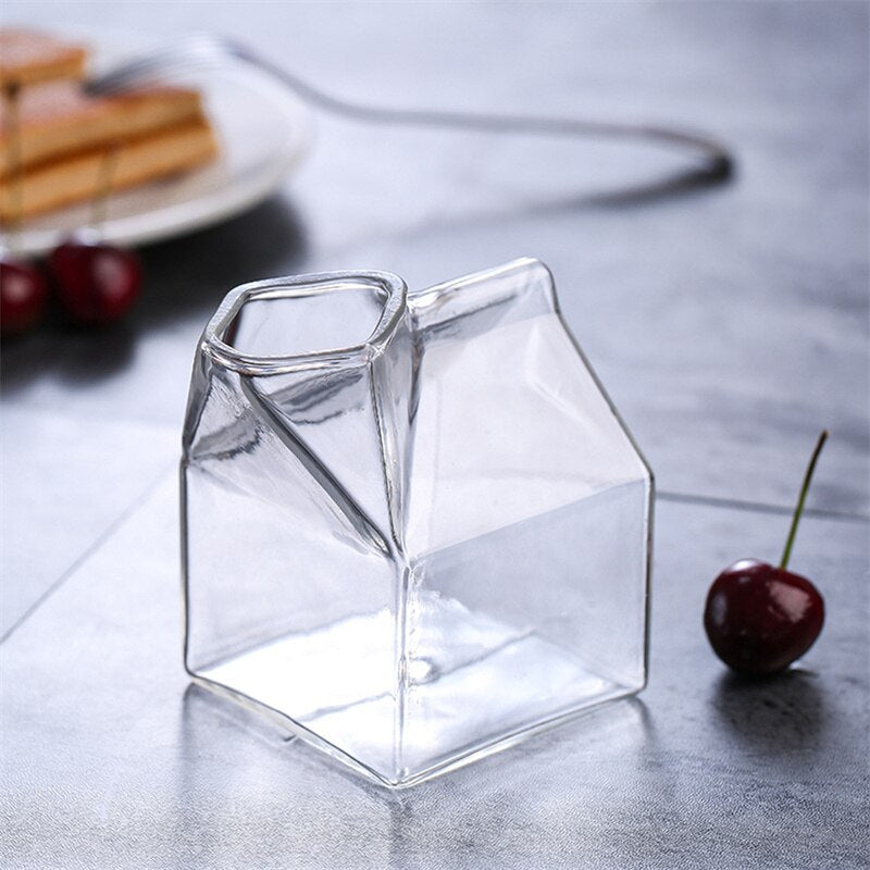 Milk Box Shape Glass Cups