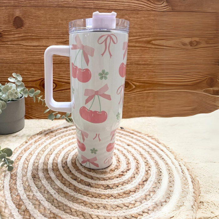 Cherry Coquette 40 oz Travel Tumbler with Bows