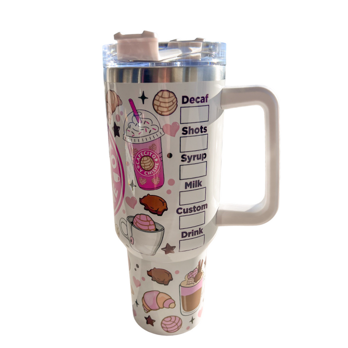 Cafecito Y Chisme 40 oz Travel Mug Coffee Pan Dulce Tumbler With Conchas