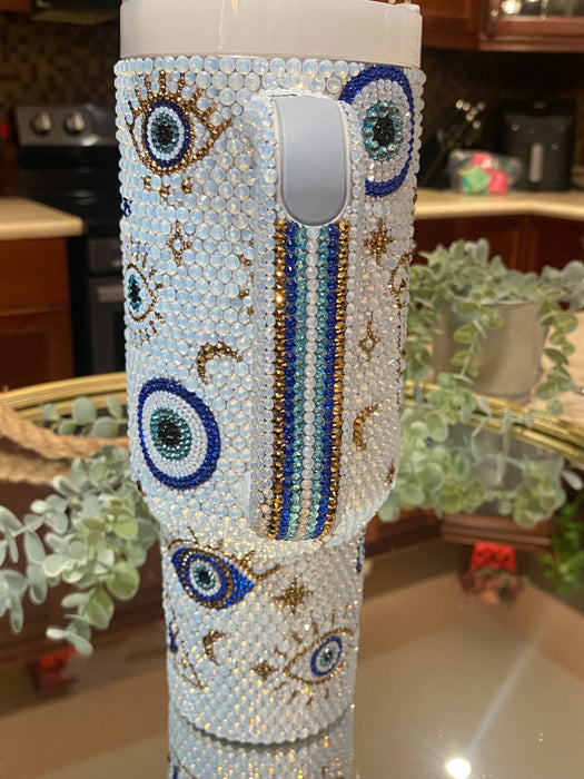 40 Oz Opal Evil Eye Bling Tumbler