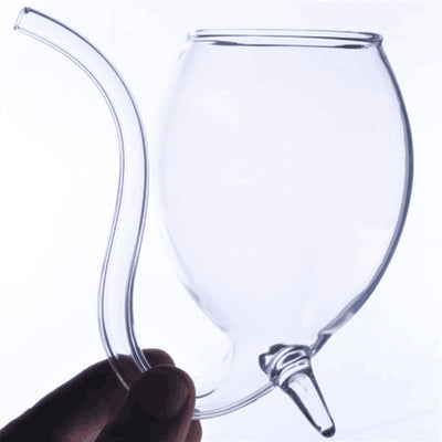 Goblet Glass Mug With Straw