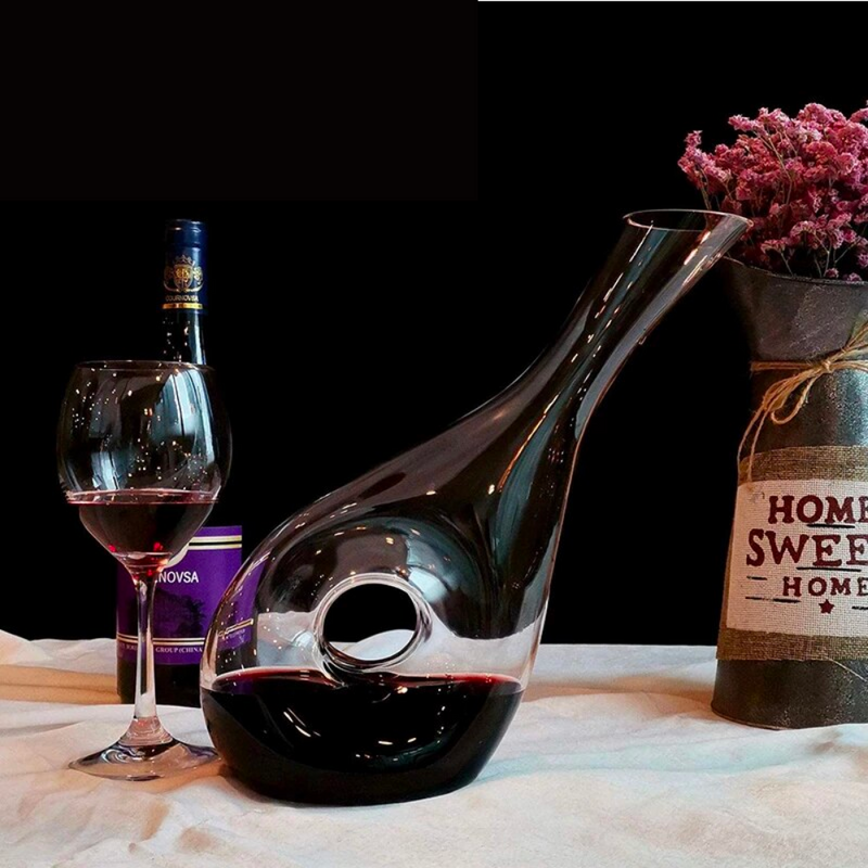 Slanted Red Wine Decanter Snail Shaped, Wine Carafe