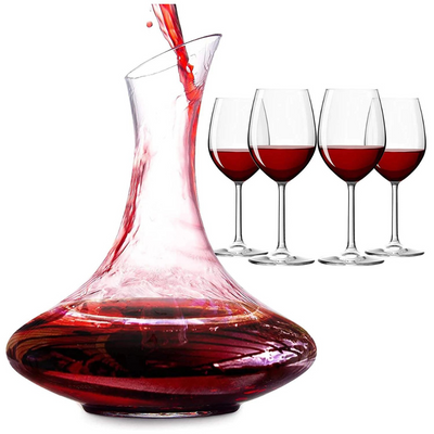 Elegant Handle Red Wine Decanter Set