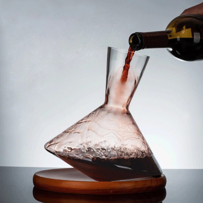 Tumbler Wine Decanter with Wood Tray