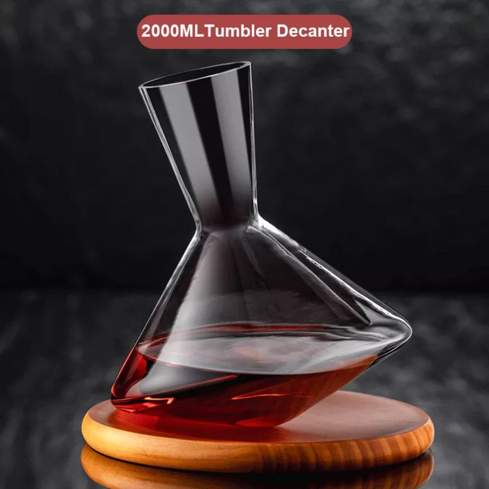 Tumbler Wine Decanter with Wood Tray
