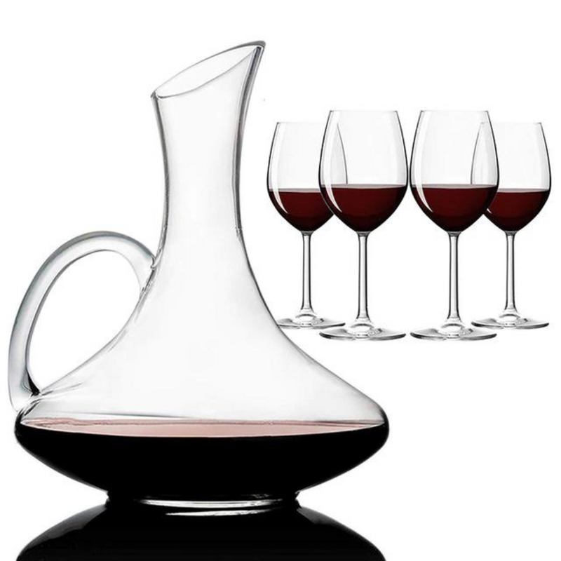 Elegant Handle Red Wine Decanter Set