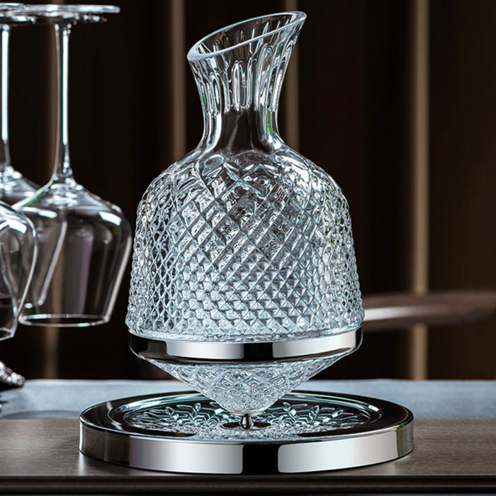 360° Rotating Crystal Wine Decanter with Tray