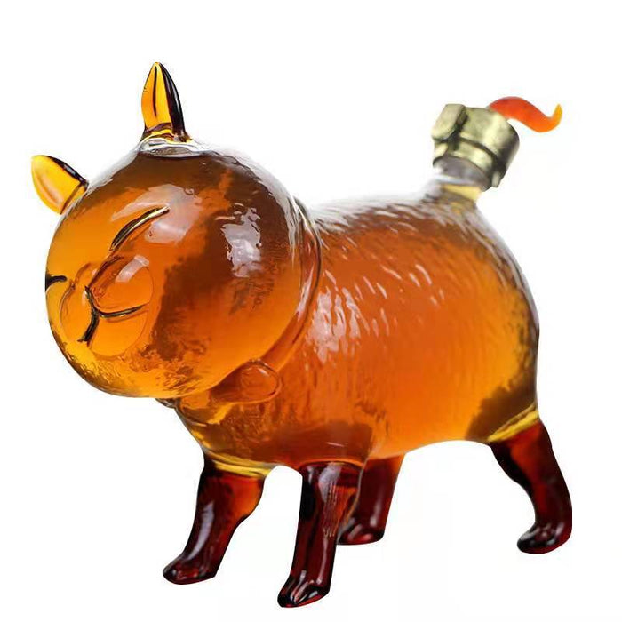 Hand Blown Cat Shaped Whiskey Decanter