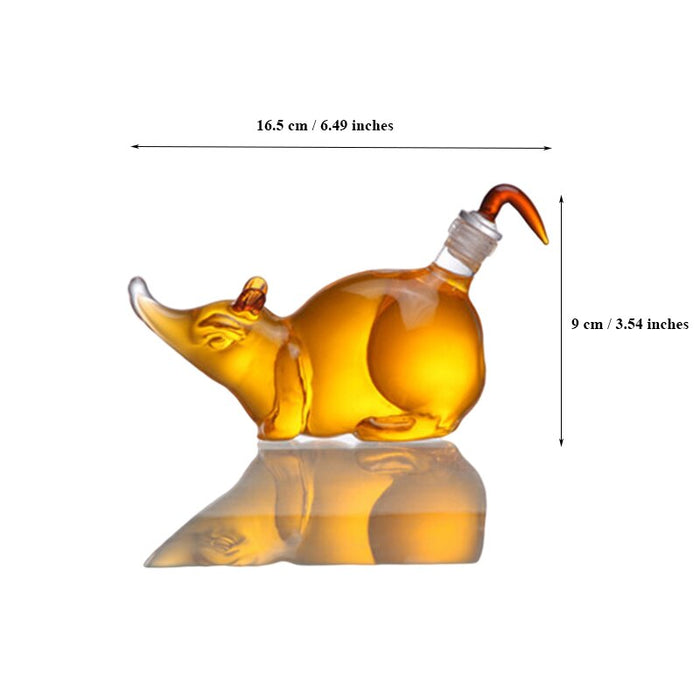 Mouse-Shaped Lead-Free Glass Whiskey Decanter