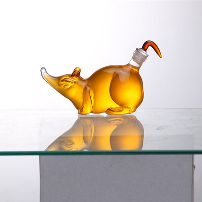 Mouse-Shaped Lead-Free Glass Whiskey Decanter